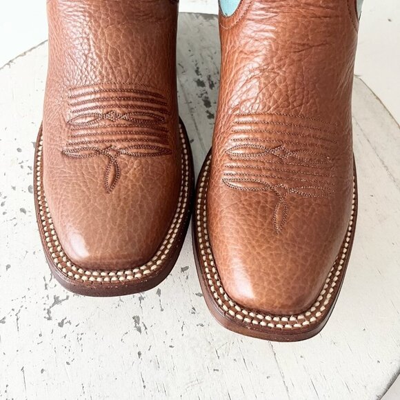 Rod Patrick Womens Cowboy Boots 6.5AA Brown Turquoise Top Western Cowgirl Tall - Picture 6 of 12